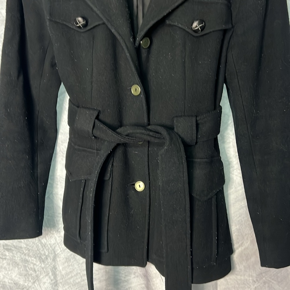 Jonathan Michael Vintage Black Wool/Nylon Belted Trench - Small - Picture 10 of 11
